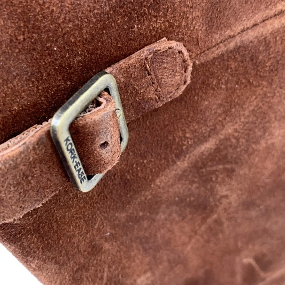 Kork-Ease Addison OTK tall boots rust distressed suede flat pull-on buckle 7.5